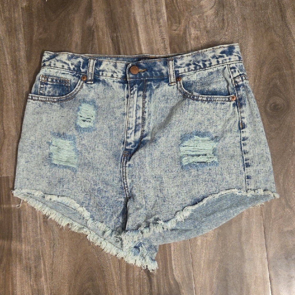 Casual Blue Distressed Jean Shorts